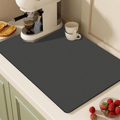 Tapis à café en silicone - Tapis antidérapant - Tapis de tassement - Protection de comptoir - Tapis de protection pour machine à café - Accessoires pour bar à café - Pour expresso et café filtre - Gri (1/5)