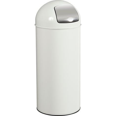 Poubelle Push avec couvercle à trappe - 45l - blanc signalisation - RAL 9016 (1/3)
