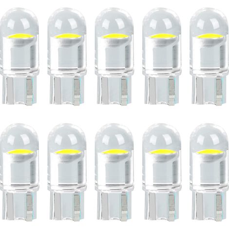 T10 W5W LED 194 168 501 Ampoules de Voiture Lampe 1SMD COB LED Lampes pour Plaque D'immatriculation Feu de Position Latéral Blanc xénon 6000K 12V Paquet de 10