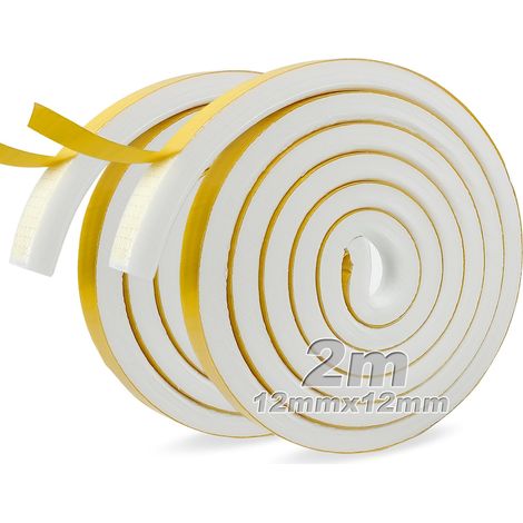 Joint Porte 2 Rouleaux 12 mm(l) x12 mm(H) x2m(L) Joint Isolant en Mousse Caoutchouc Pour Fenêtres, Portes, Mousse Auto-adhésif Anti-collision, Isolation Phonique (1/5)