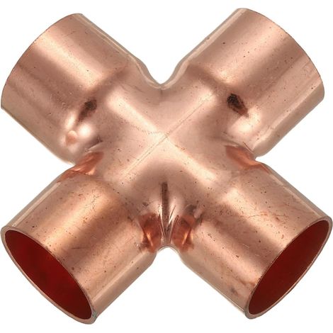 7/8" (22mm) Raccord de Tuyau en Cuivre Croisé, 4 Voies Raccord Tuyau à Souder d'Arrosage Durite Essence, Raccords Tuyauterie pour Plomberie HVAC Climatisation Réfrigération (1/5)