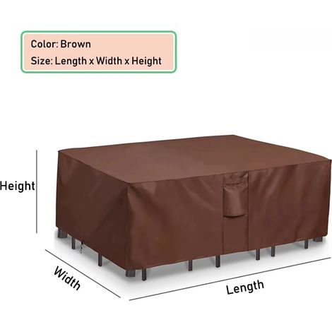(420D-Marron, 100 x 100 x 85 cm) Housse de protection robuste 420D pour mobilier de jardin extérieur (canapé, table, chaise, terrasse) : imperméable, coupe-vent, anti-UV, résistante à la pluie et à la (1/4)