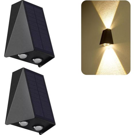 2 pièces 3LED lumières solaires applique extérieure haut vers le bas lumières étanche décoration de jardin escaliers clôture couloir lampe solaire (1/5)