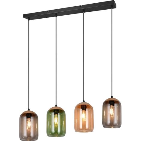 Lampada a sospensione Trio Cork nera 4xE27 vetro colorato (1/5)