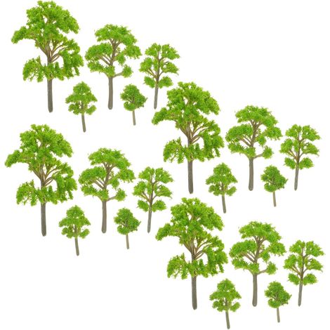 20pièces Lot de Mini-Arbres Décorés pour Maquettes de Trains Loisirs Créatifs Accessoires Verts pour Présentation et Bricolage (1/5)