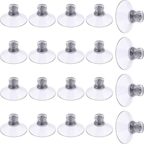Screw Suction Cups, 20pcs 40mm Clear Suction Cups with Thread, Extra Strong Insulated PVC Plastic Suction Cups for Hanging Curtains, RVs, Windows, Bathrooms, Vans (1/5)