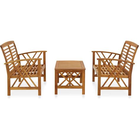Set Divani da Giardino 3 pz  Salotto da Giardino in Legno Massello di Acacia (1/5)