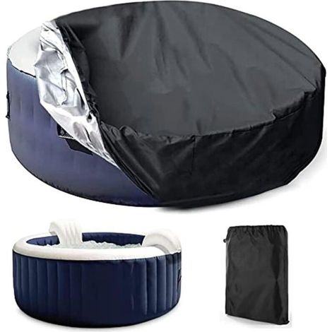 Housse spa ronde 210x30 cm - Protection UV, poussière, eau - Pour spa extérieur - Noir Label (1/3)