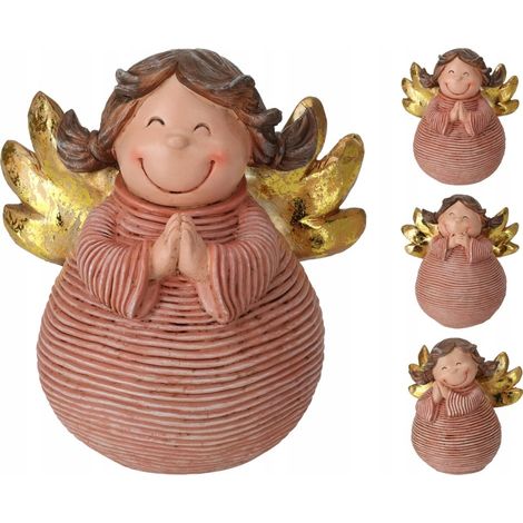 Figura decorativa navideña de ángel rosa 18x17,5x12 cm (1/3)