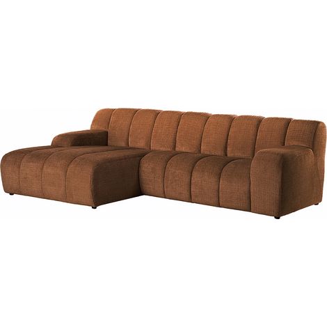 Divano angolare sinistro tessuto ciniglia terracotta - BELADON