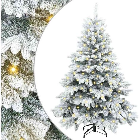 Sapin de Noël artificiel avec 150 lumières LED blanches, 120 cm de haut, en PE et PVC. (1/5)