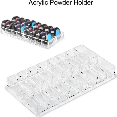 Boîte de rangement compacte et transparente en acrylique à 16 compartiments pour poudre à sourcils. (1/5)
