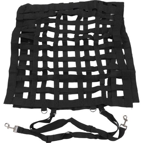 Filets à foin pour chevaux, sacs à foin à plusieurs compartiments, grande capacité, mangeoire à foin lente, sacs d'alimentation pour chevaux, noir (1/5)