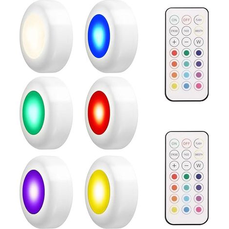 Éclairage sous armoire de cuisine projecteur LED lampe de placard sans fil avec télécommande, étanche ip44, lot de 6 (1/5)