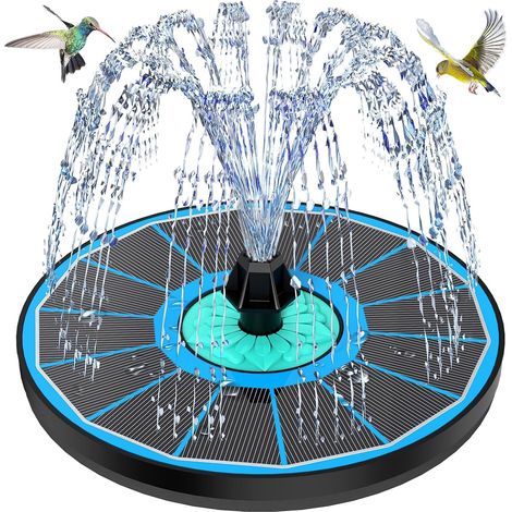 Pompe Solaire Bassin - 1 Unité - Verre Et Plastique - 8 Jets Décoratifs - Jardin Et Bain Oiseau - Bleu (1/5)