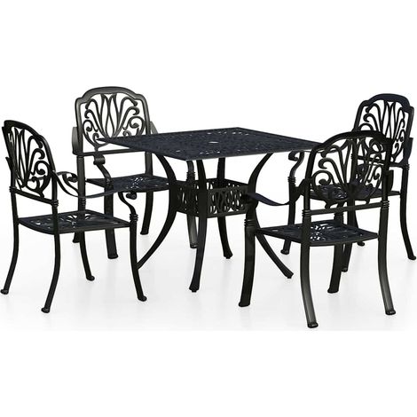 Maison Exclusive - Set da Bistrot 5 pz in Alluminio Pressofuso Nero (1/5)