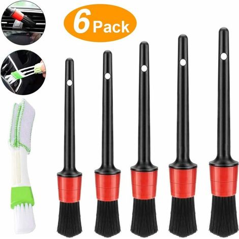 Green Mobility-6 pcs Pinceau de Détail,Lot de Brosse Nettoyage Voiture, Brush pour La Voiture,Cleaner Brush Set,Moto Roues de Nettoyage Automobile,Brosse de Nettoyage Voiture Microfibres (1/5)