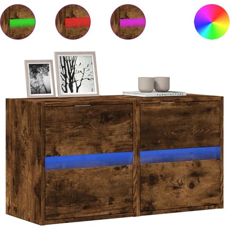 Maison Exclusive - TV-Wandschränke LED-Beleuchtung 2 Stk. Räucher