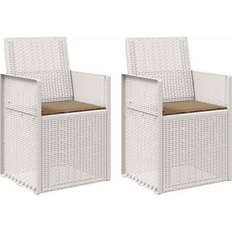 Sedie da pranzo da giardino 2 pcs Bianco e Tortora PP vidaXL