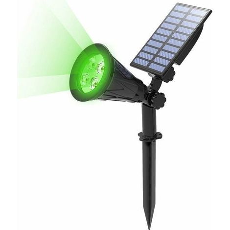 Solar-Gartenleuchte, Solar-Flutlicht, kabellose, wasserdichte IP65-Gartenleuchte mit Solarpanel, um 180° verstellbarer Solar-Strahler für Hof, Garten, Wege und Einfahrten. (Grün) (1/5)