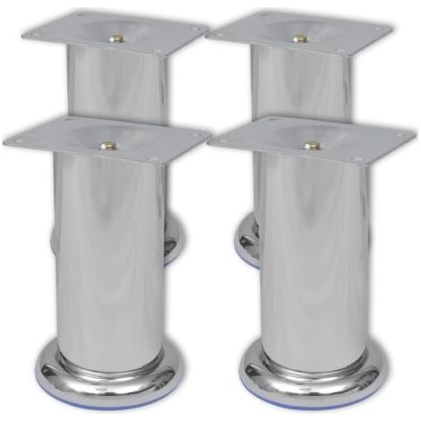 4 x Möbelfuß Sofafuß Sockelfuß Chrom rund 120 mm vidaXL