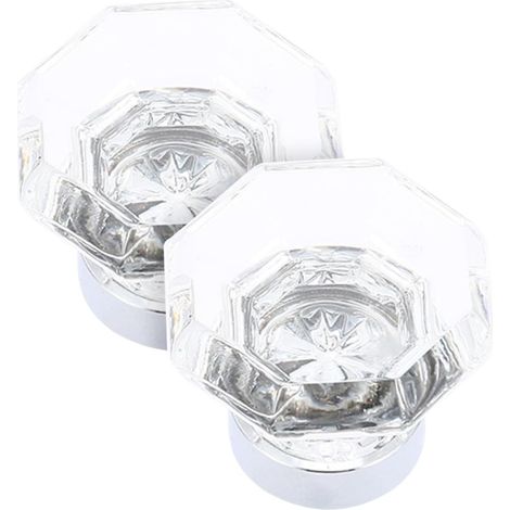 Lot de 2 Poignées de Porte Octogonales en Cristal Artificiel Transparent 36x27mm, Boutons de Commode et Tiroir pour Meubles Intérieurs, Boutons Porte Cristal Adaptés pour Armoires (1/5)