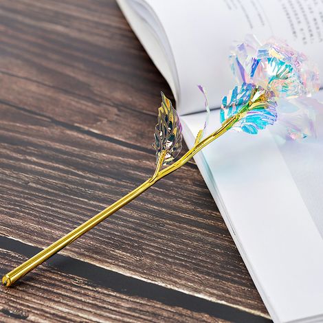 20 künstliche Rosenblüten, 24 Karat Goldfolie, leuchtende Farben, naturgetreue, farbenfrohe Rosen für Partys, Valentinstag, Geburtstage, ohne Beleuchtung (1/5)