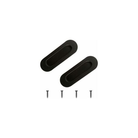 Tiradores para muebles, 2 piezas, acero inoxidable negro, ovalados, empotrados, para puertas correderas, cajones y armarios. - Crezuo (1/4)