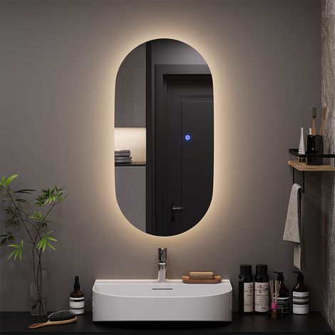 Specchio bagno Miral, Vetro, 40 x 80 cm con retroilluminazione, Vicco