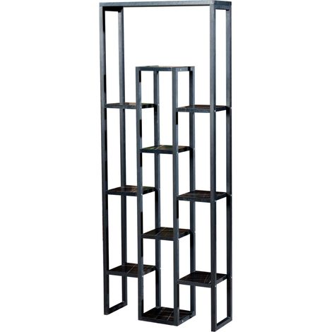 Supporto per piante a 11 livelli 150 x 60 x 19 cm marmo nero/nero