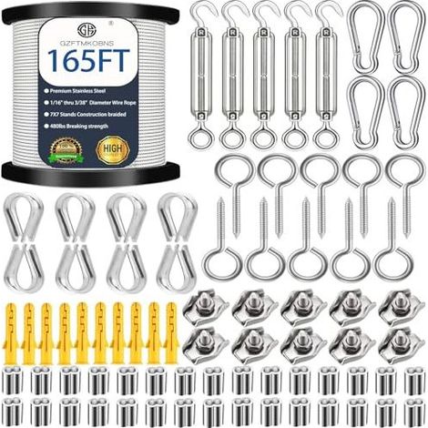 78-teiliges Set aus 2 mm Stahlseil, 50 m Edelstahl, Edelstahl 304, M5 Edelstahl-Spannvorrichtung für Kletterpflanzen im Freien, Kletterpflanzen-Trainingsset, 2 mm 50 m Edelstahlseil (1/5)