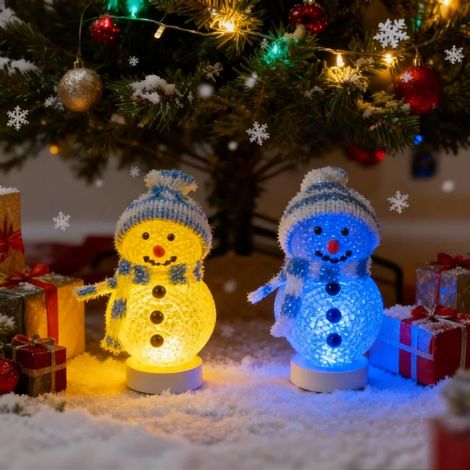 Lot De 2 Veilleuses Led Bonhomme De Neige Usb 7 Couleurs Rvb Clignotantes Lampe De Nuit DéCorative Pour jardin terrasse extérieur (1/5)