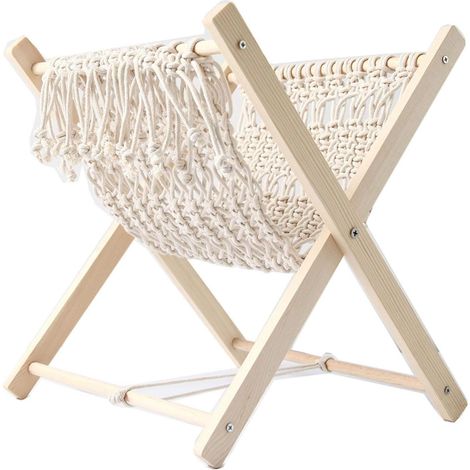 Porte-journaux - Macramé En Coton - Étagère Murale Pliable Pour Salon Chambre - 32 X 30 X 37 Cm - 1 Pièce (1/5)