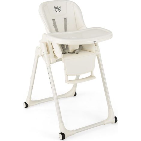 COSTWAY 4-in-1 Baby High Chair Foldable Feeding Chair w/ Footrest-Beige (1/5)