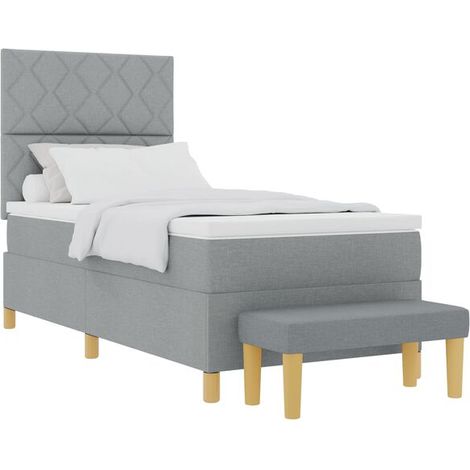 Matelas à ressorts rembourré, gris clair, 200 x 100 cm, recouvert de tissu. (1/5)