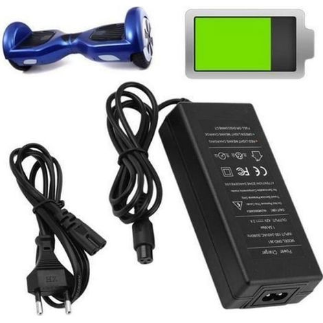 Chargeur Batterie - 42 V 2 A - Pour Hoverboard Gyropode - Prise UE - Noir (1/3)