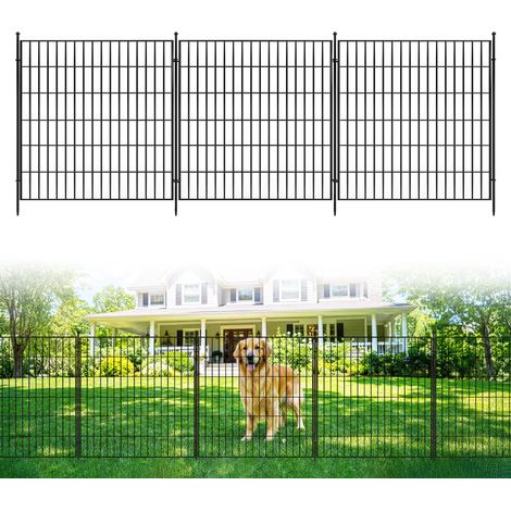 Barrière décorative de jardin en métal – Installation sans creuser – Protection anti-animaux – chiens, patio et externeérieur – Lot de 10 (1/5)