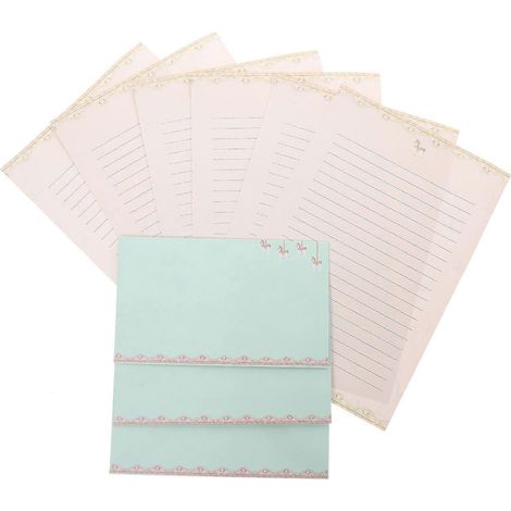 Kit de 5 enveloppes décoratives en papier à lettres, papier à lettres A5, kit d'enveloppes à écrire-21.00X14.30X0.01CM (1/2)