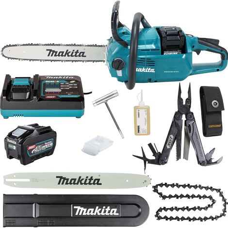 Makita 40V Akku Kettensäge UC012GT103 & 1x 5,0Ah Akku/40VLadegerät & Leatherman (1/5)