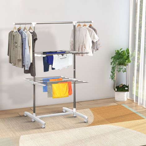 Faltbarer Wäscheturm mit 2 Ebenen, 83–136,5 cm, 15 kg OKMYHOME (1/5)
