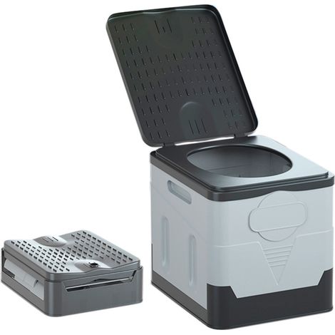 Toilette de camping pliable SEAT - Portable pour voiture - Sac de rangement - Toilette sèche - Gris (1/5)