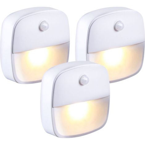 Lot de 3 veilleuses LED à détecteur de mouvement, fonctionnant sur piles, pour placard, armoire, cuisine, comptoir ou mur. (1/5)