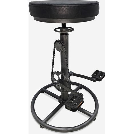 Sgabello da bar pub stile industriale in similpelle con pedali Glint