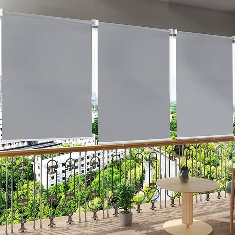 WOLTU Außenrollo Senkrechtmarkise Balkonmarkise Outdoorrollo grau 140x140 cm