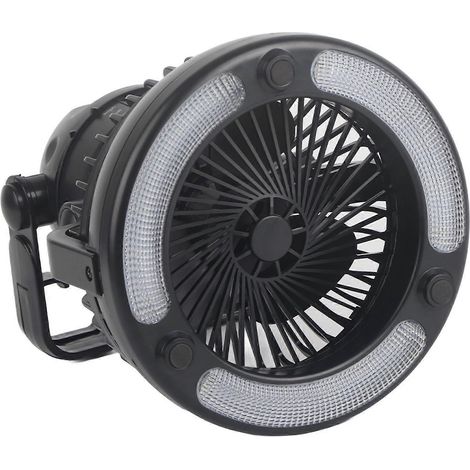 Ultraleichte, tragbare Camping-Ventilatorlampe aus ABS mit 18 LEDs, multifunktional mit Haken, sorgt für Außenbeleuchtung und eine erfrischende Brise im Zelt. (1/5)