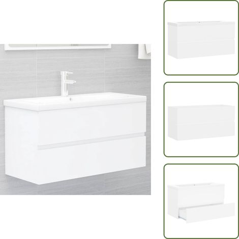 The Living Store Mueble con lavabo madera de ingeniería blanco - Lavabo empotrado