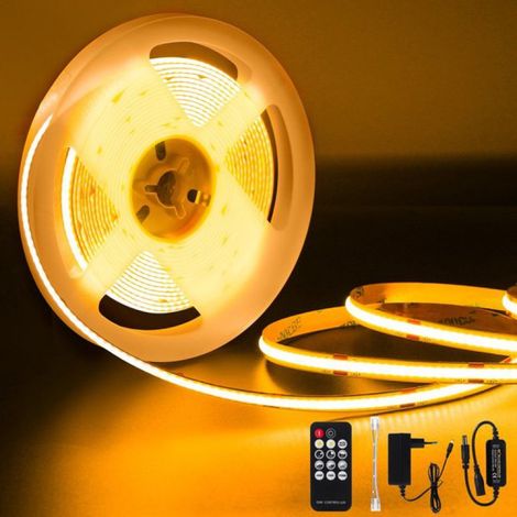 COB-LED-Streifen – 5 Meter – 24 V, 36 W, 3960 lm, 3000 K – 320 LEDs/m – Dimmbar – Inklusive Funkfernbedienung (1/5)