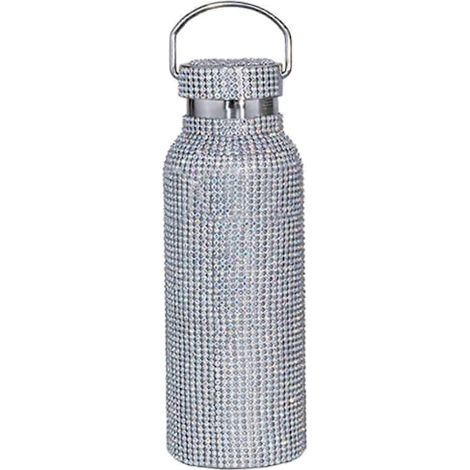 Isolierte Edelstahl-Trinkflasche, verziert mit Strasssteinen und Diamanten, 100% neu, Farbe wie abgebildet.