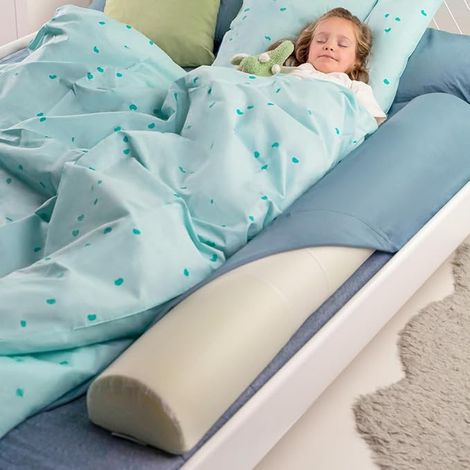 Paraurti per letto - Barriera in schiuma con fodera antiscivolo, impermeabile, sistema anticaduta per bambini, neonati, letti pieghevoli. Cuscino di sicurezza passiva. (1/4)
