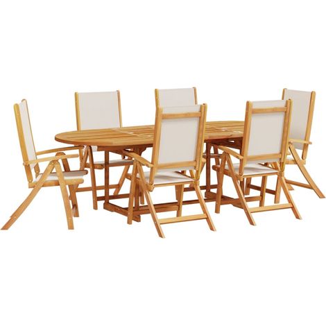Set Pranzo da Giardino 7pz Legno Massello di Acacia e Textilene vidaXL (1/5)